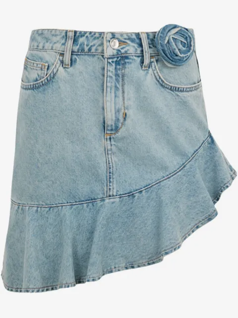 LIU JO rose-appliqué denim skirt