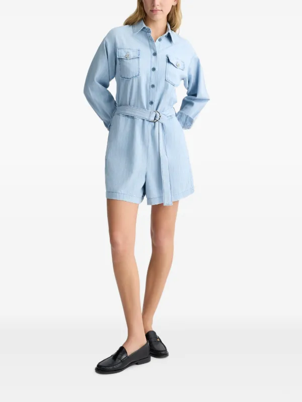 LIU JO Pinstriped Playsuit Blue FARFETCH EG