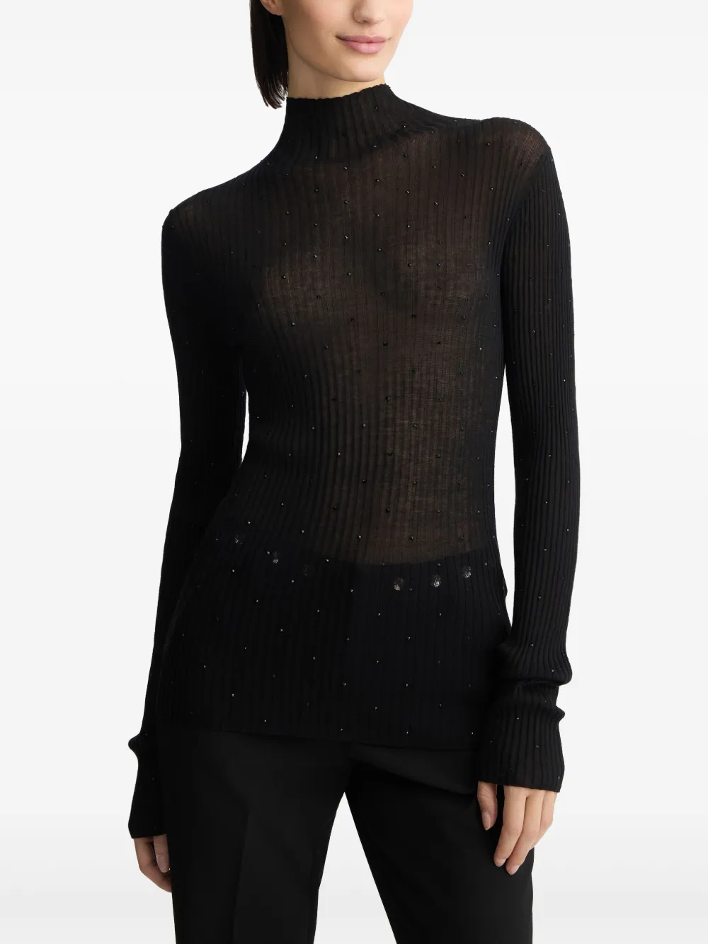 LIU JO Black jumper with rhinestones - Zwart