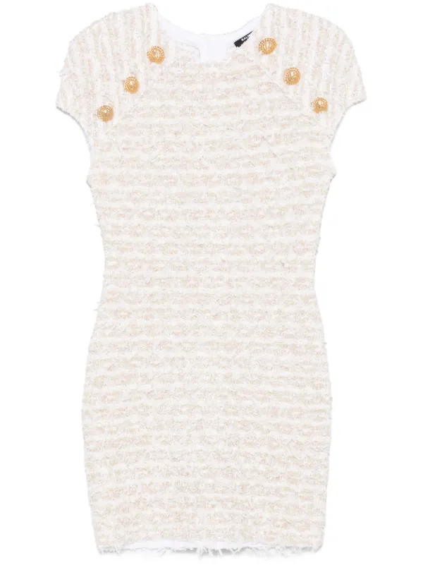 ワンピース Balmain Tweed Mini Dress Balmain Tweed Mini Dress | White | FARFETCH