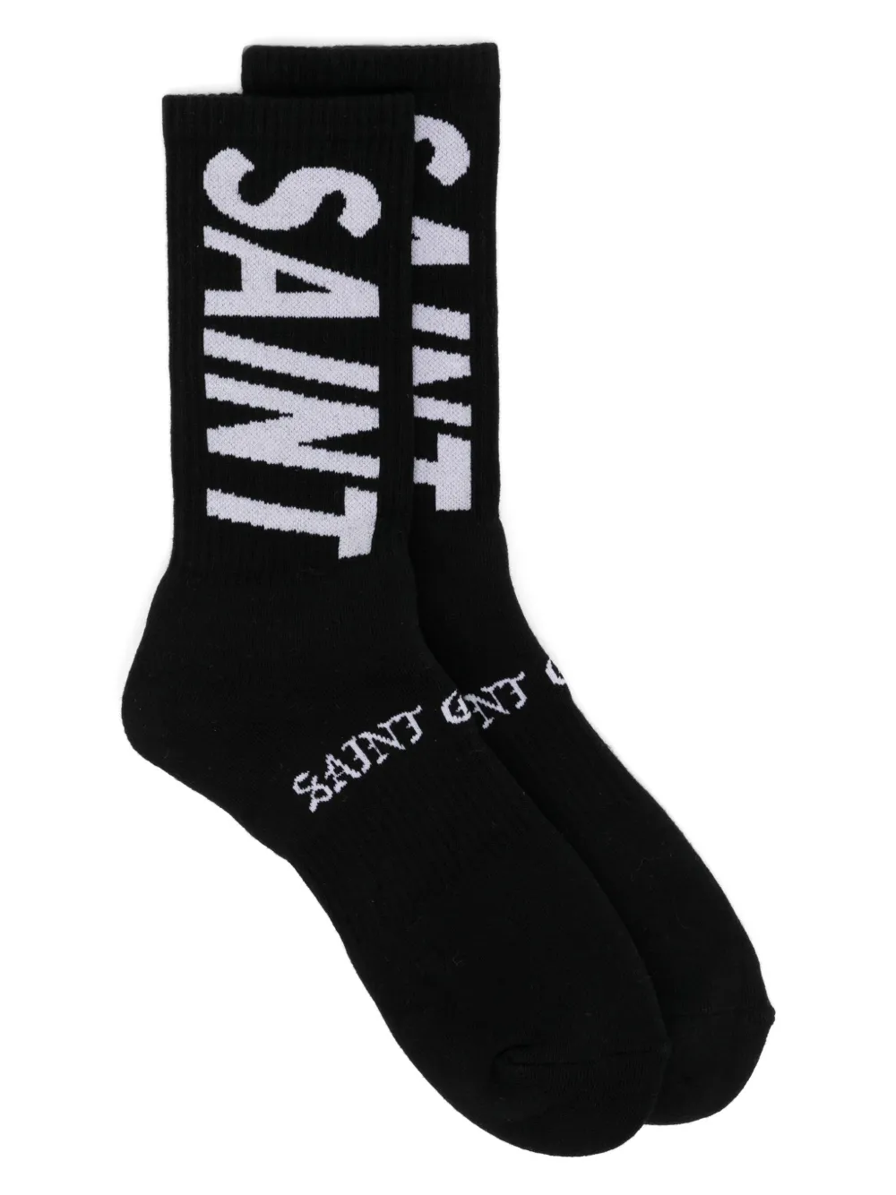 intarsia-knit logo socks