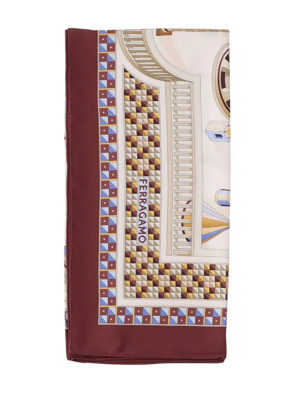 Ferragamo Nadir-print Silk Scarf in Neutrals