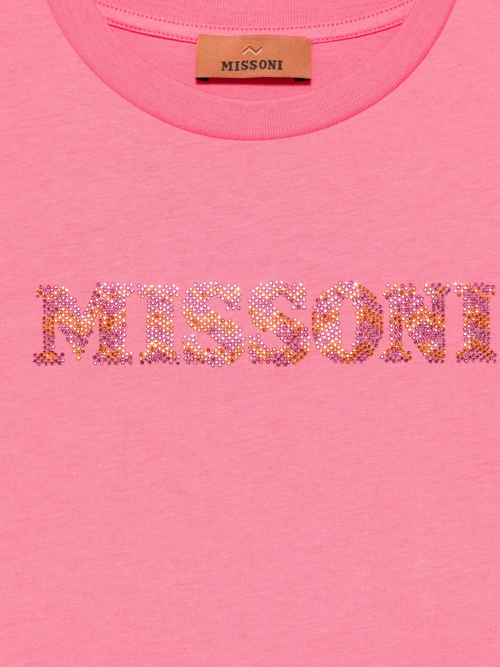 Missoni Kids T-shirt met kristallen logo Roze