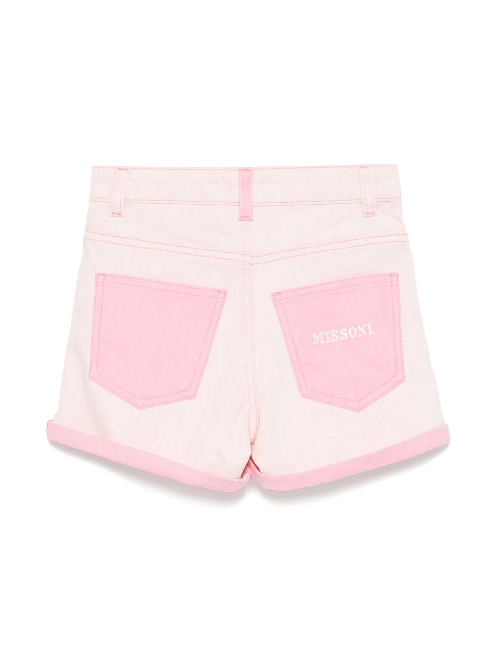 Missoni Kids logo-embroidered denim shorts - Pink