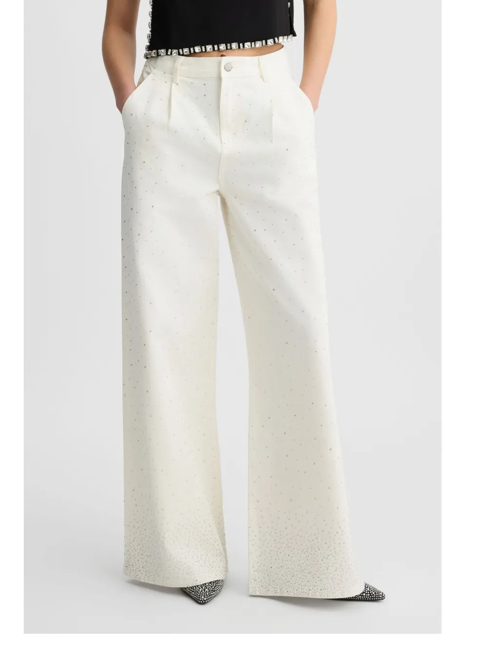 Liu •jo Flared Jeans With Rhinestones In White