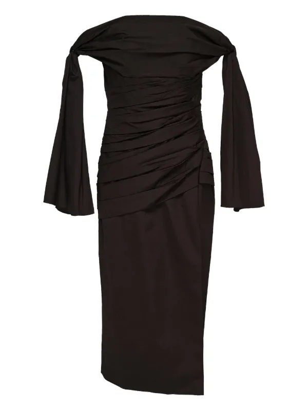 Carolina Herrera Ruched Off-shoulder Dress - Black