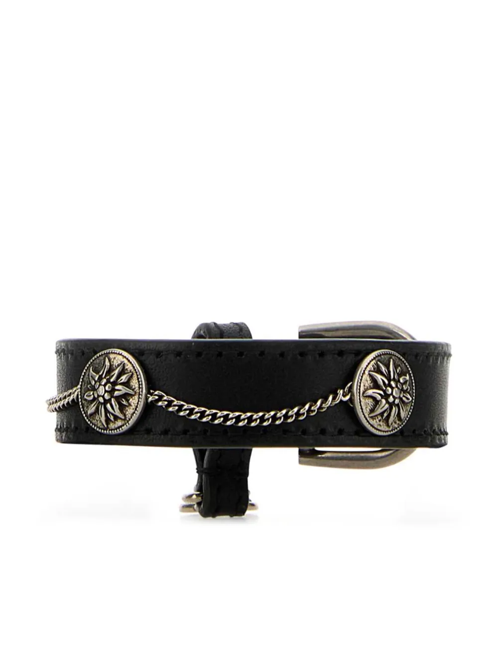 Prada Lederarmband mit Blumenanhänger | Schwarz | Image 1