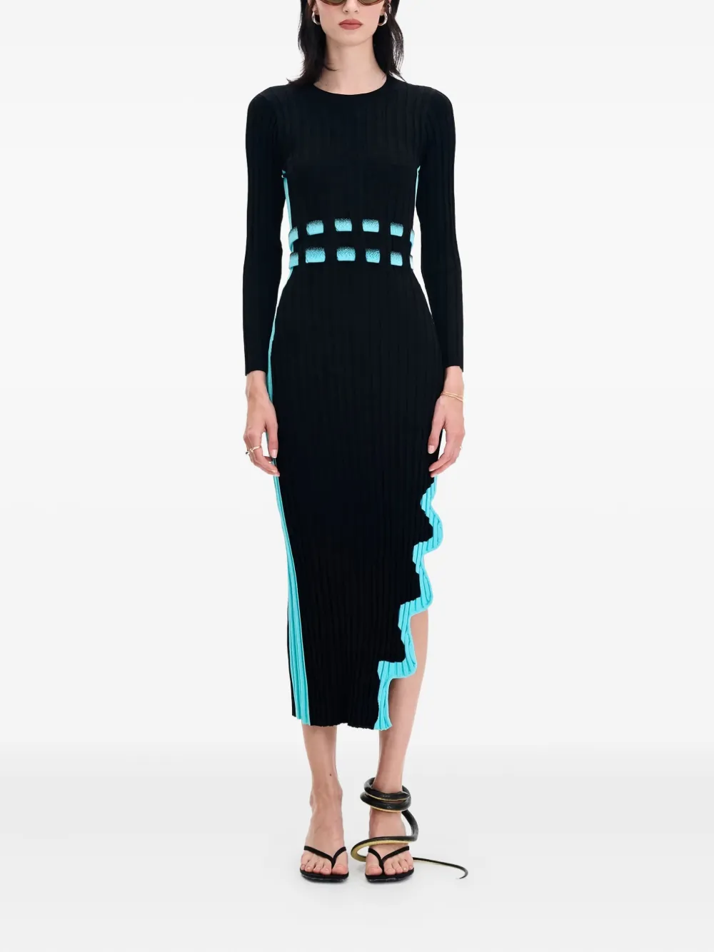 PH5 cut-out ribbed midi dress - Nero