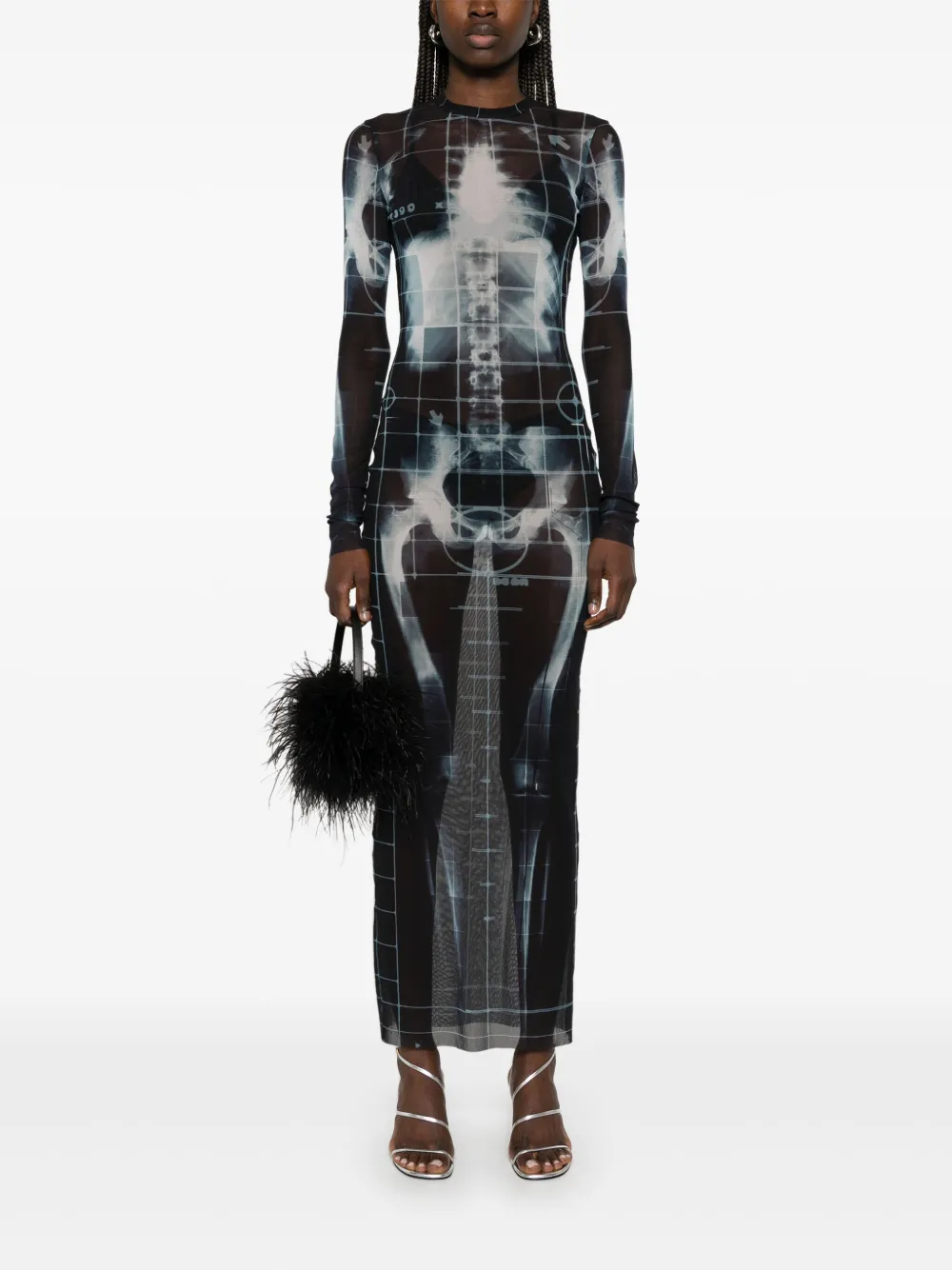 Jean Paul Gaultier Squeletor maxi-dress - Zwart