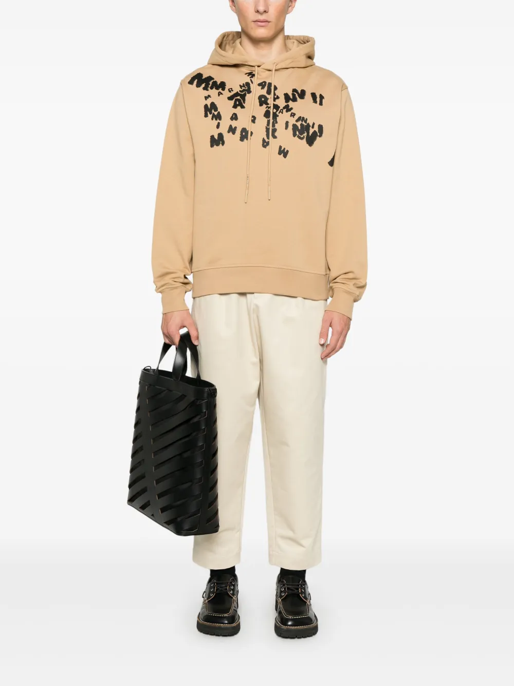 Marni Hoodie met logoprint - Beige