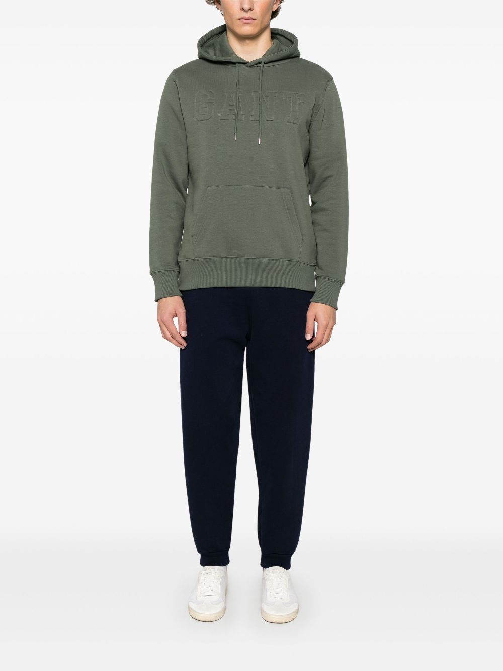 Gant embossed-logo hoodie - Green