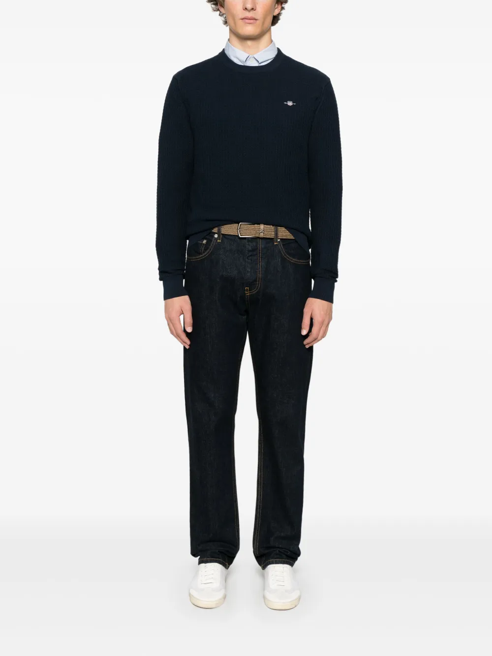 Gant Trui met wafelpatroon - Blauw