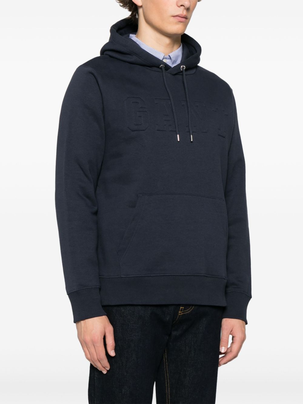 GANT EMBOSSED-LOGO HOODIE