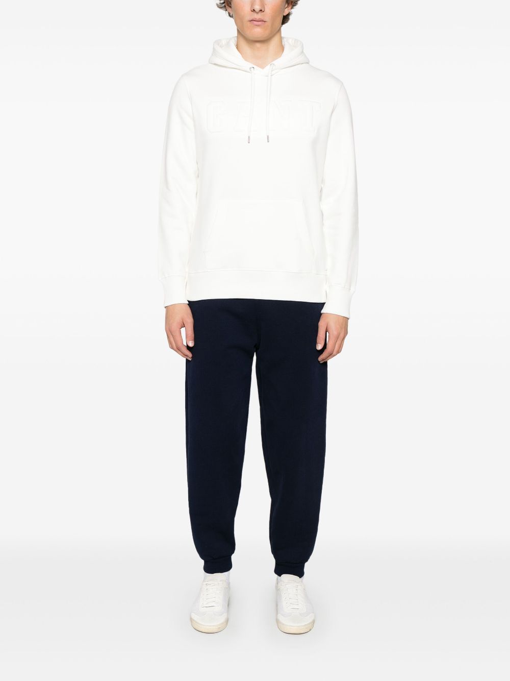 Gant embossed-logo hoodie - White