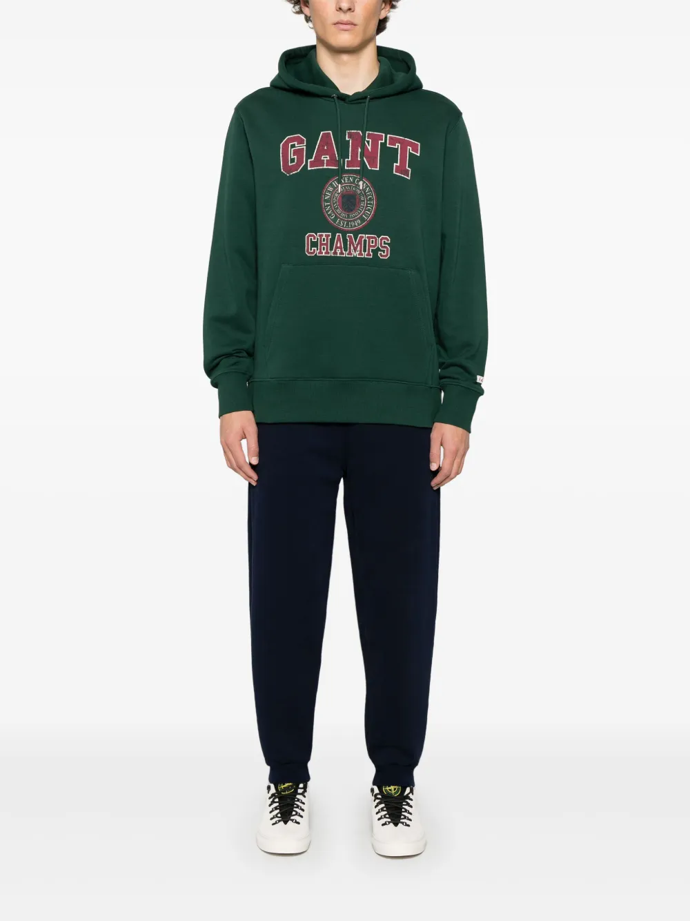 Gant Hoodie met logoprint - Groen