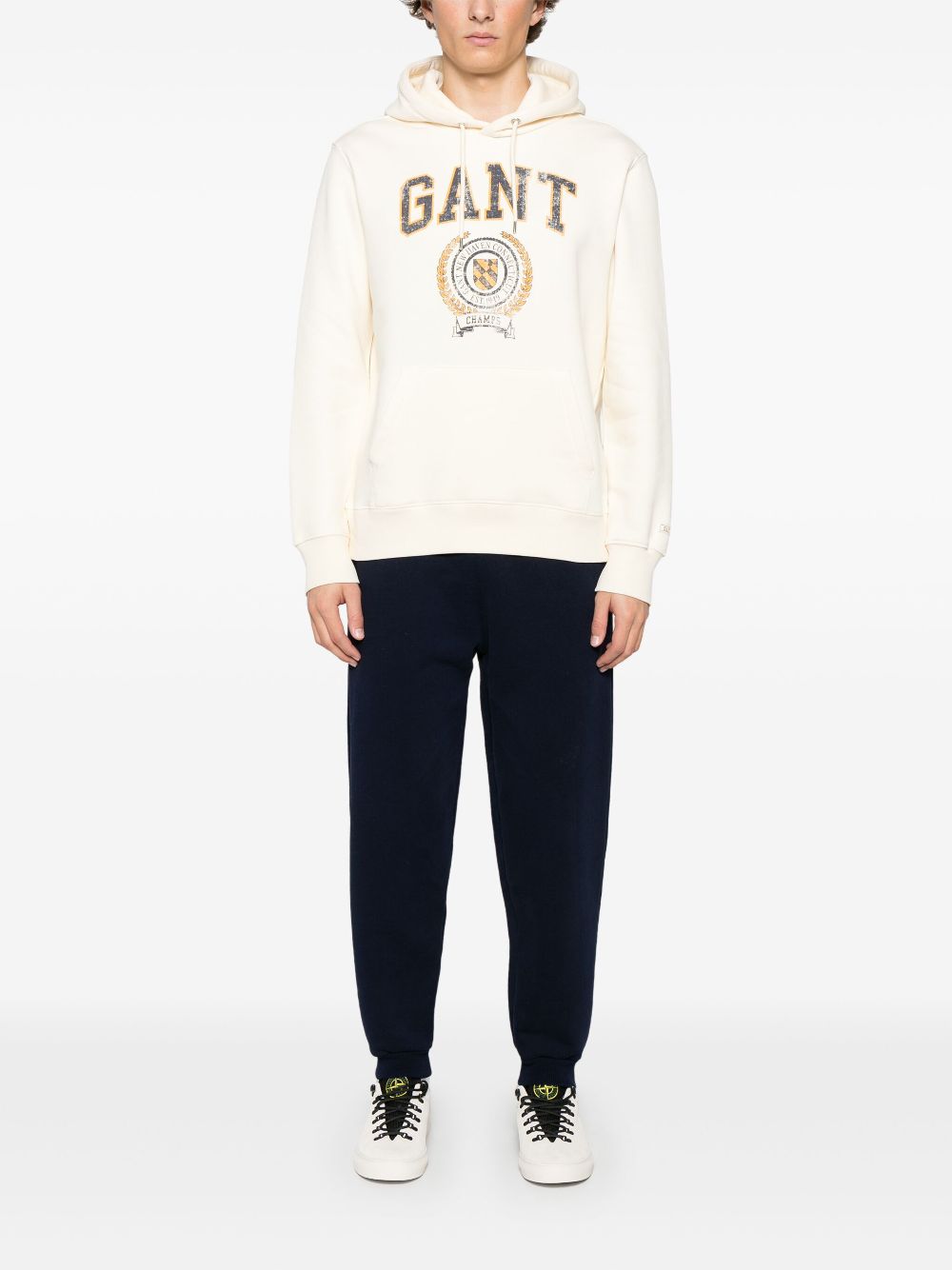 Gant Hoodie met logoprint - Wit