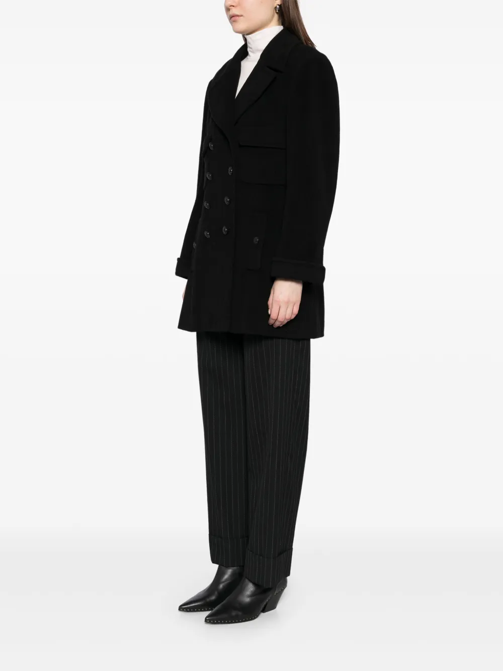 Pre-owned Chanel 1997 Double Breasted Coat In Black