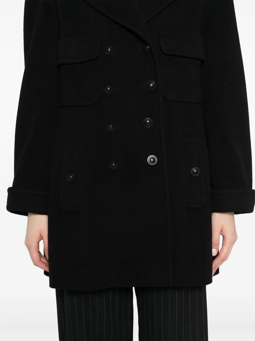 Pre-owned Chanel 1997 Double Breasted Coat In Black