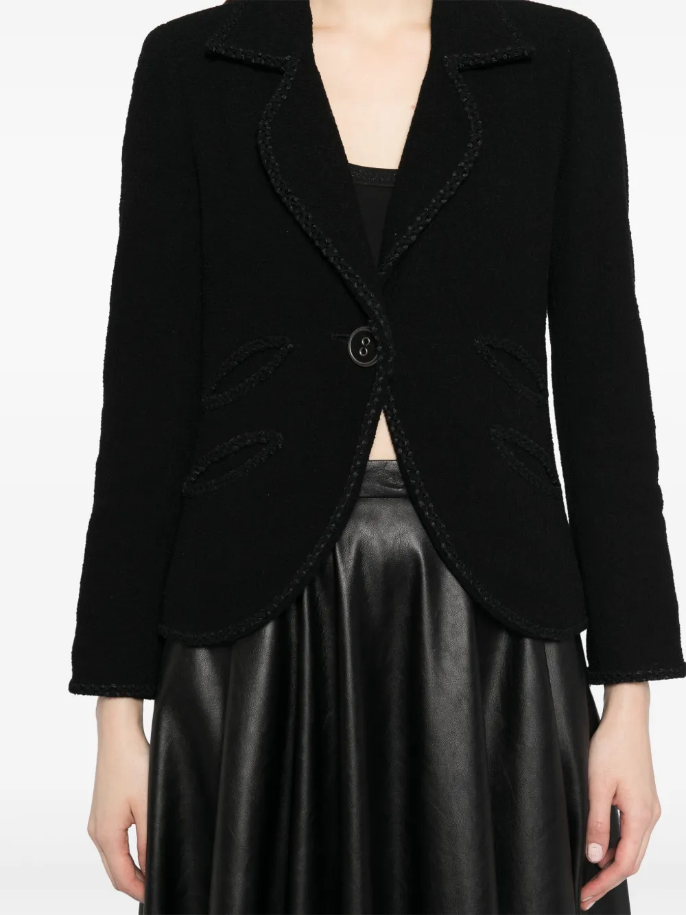 Pre-owned Chanel 2008 V-neck Jacket In Black