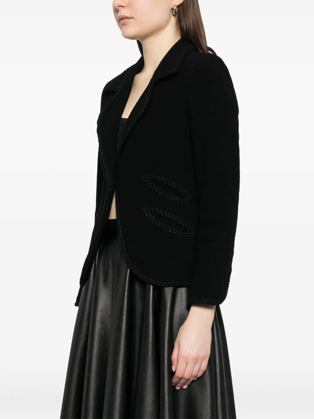 Pre-owned Chanel 2008 V-neck Jacket In Black