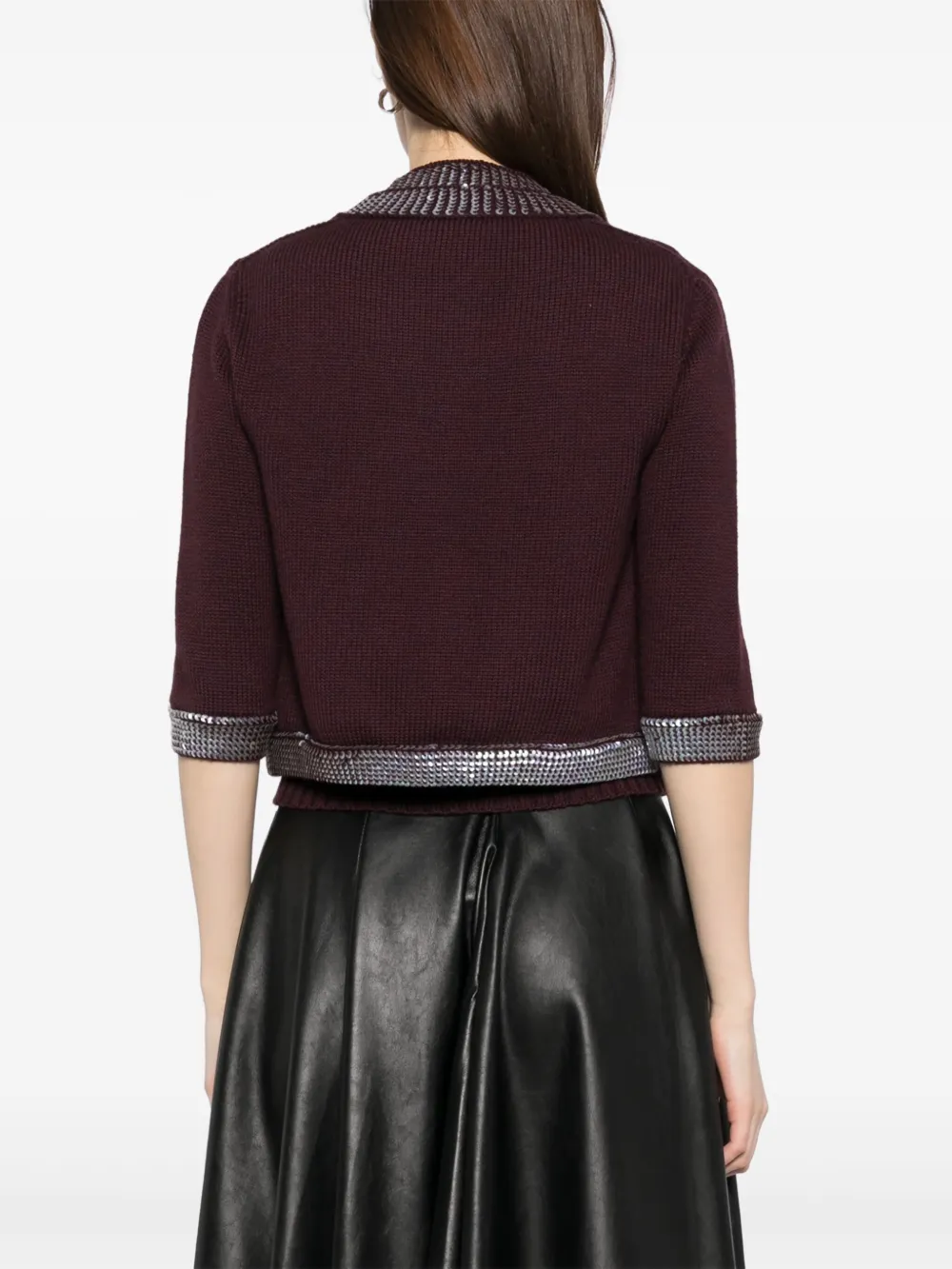 Pre-owned Chanel 1999 Crystal Embellishment Cardigan In Brown