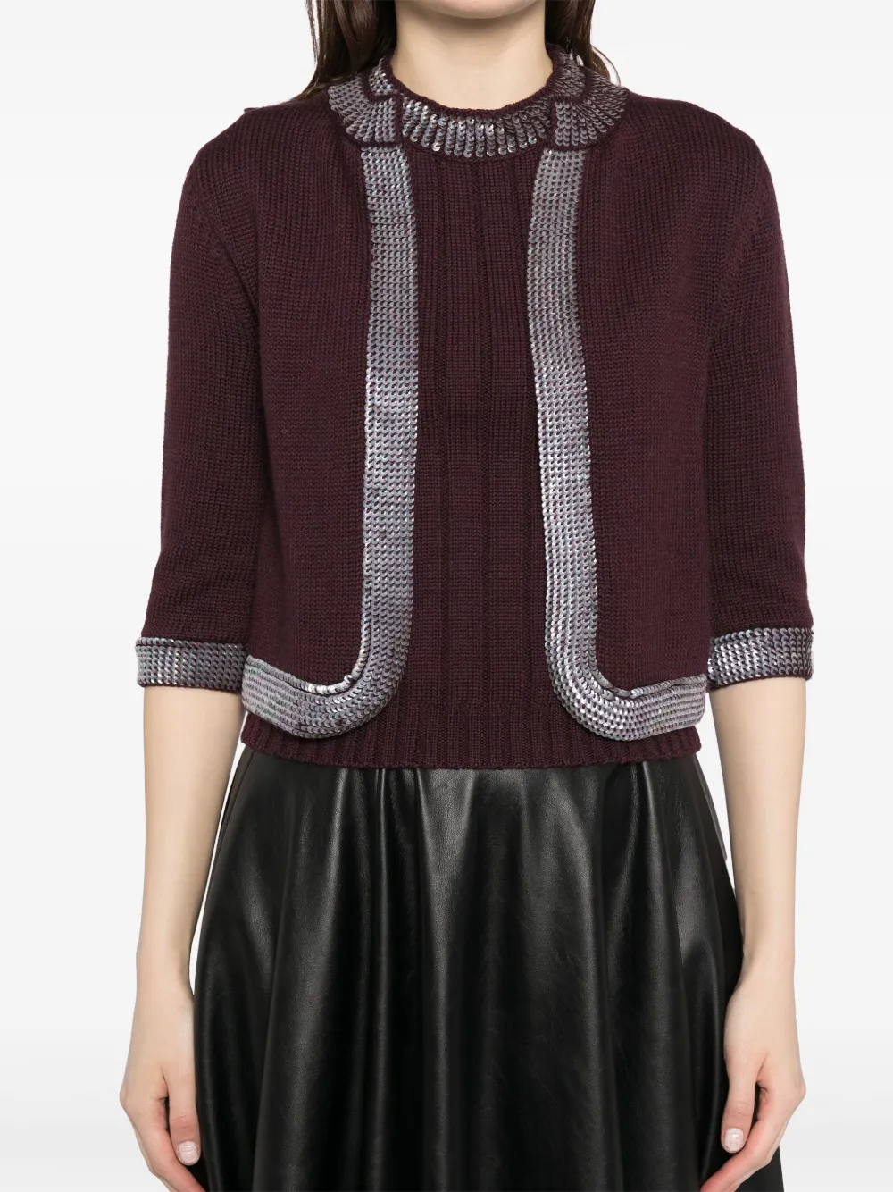 Pre-owned Chanel 1999 Crystal Embellishment Cardigan In Brown