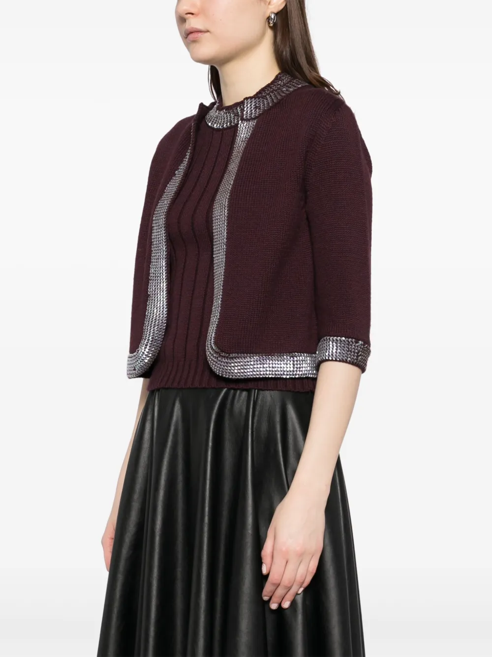 Pre-owned Chanel 1999 Crystal Embellishment Cardigan In Brown