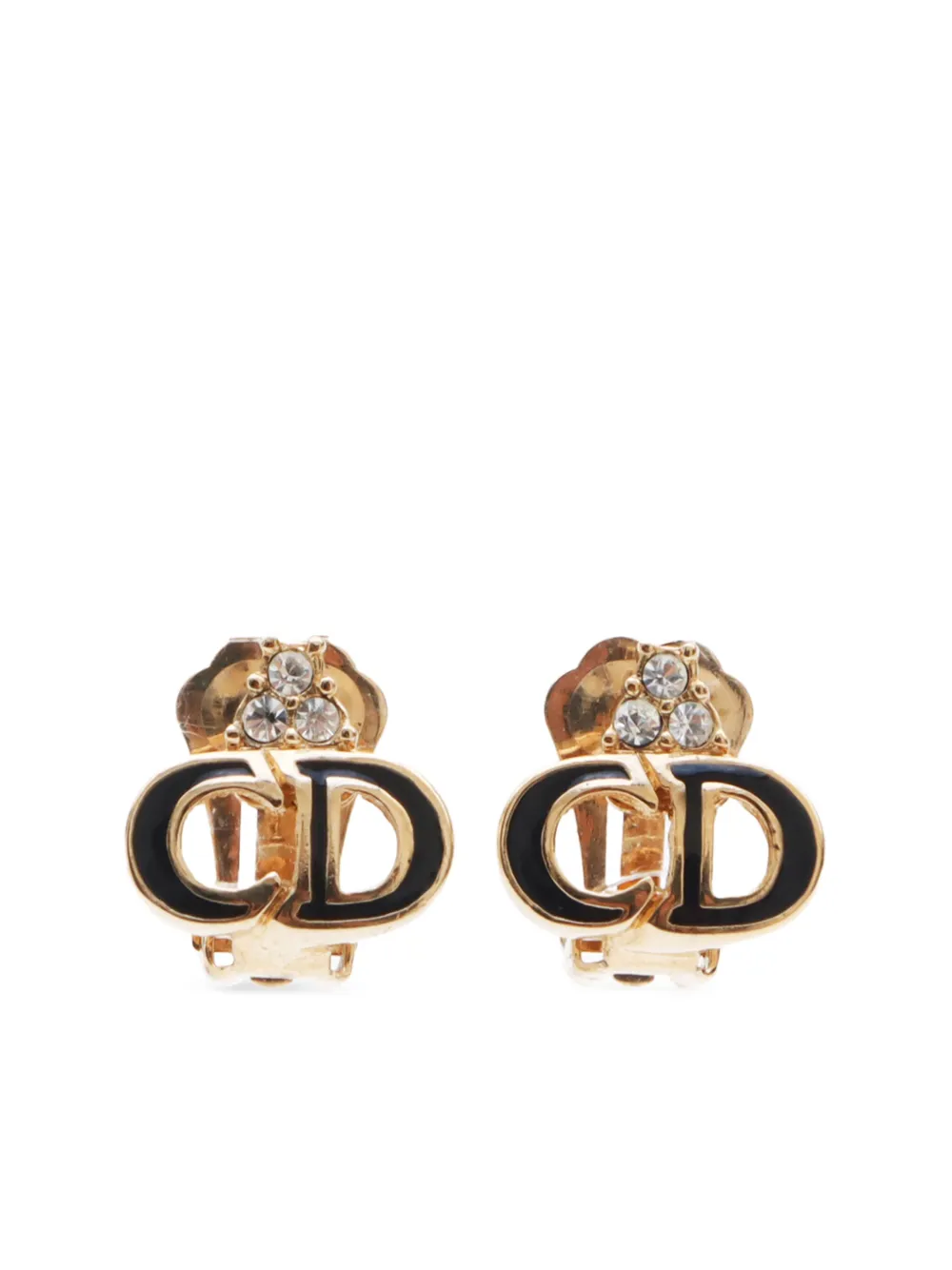 Christian Dior Pre-Owned 2000s ラインストーン イヤリング - ゴールドトーン Christian Dior Pre-Owned 2000s ラインストーン イヤリング - ゴールドトーン