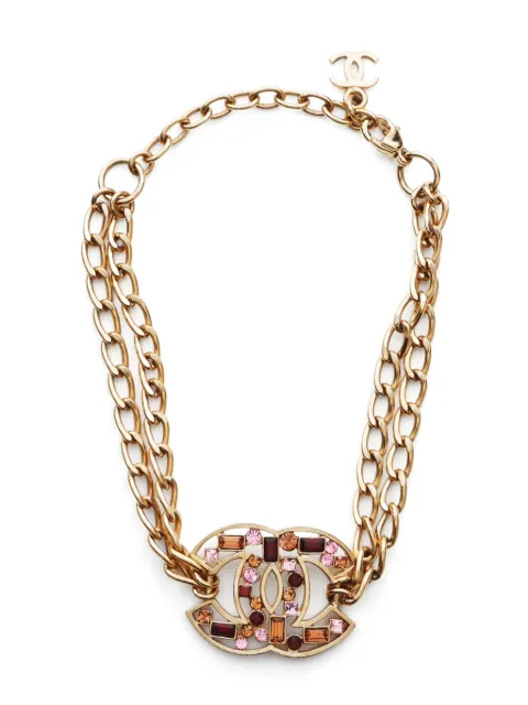 CHANEL Pre-Owned pulsera con detalles de strass y logo CC 2003