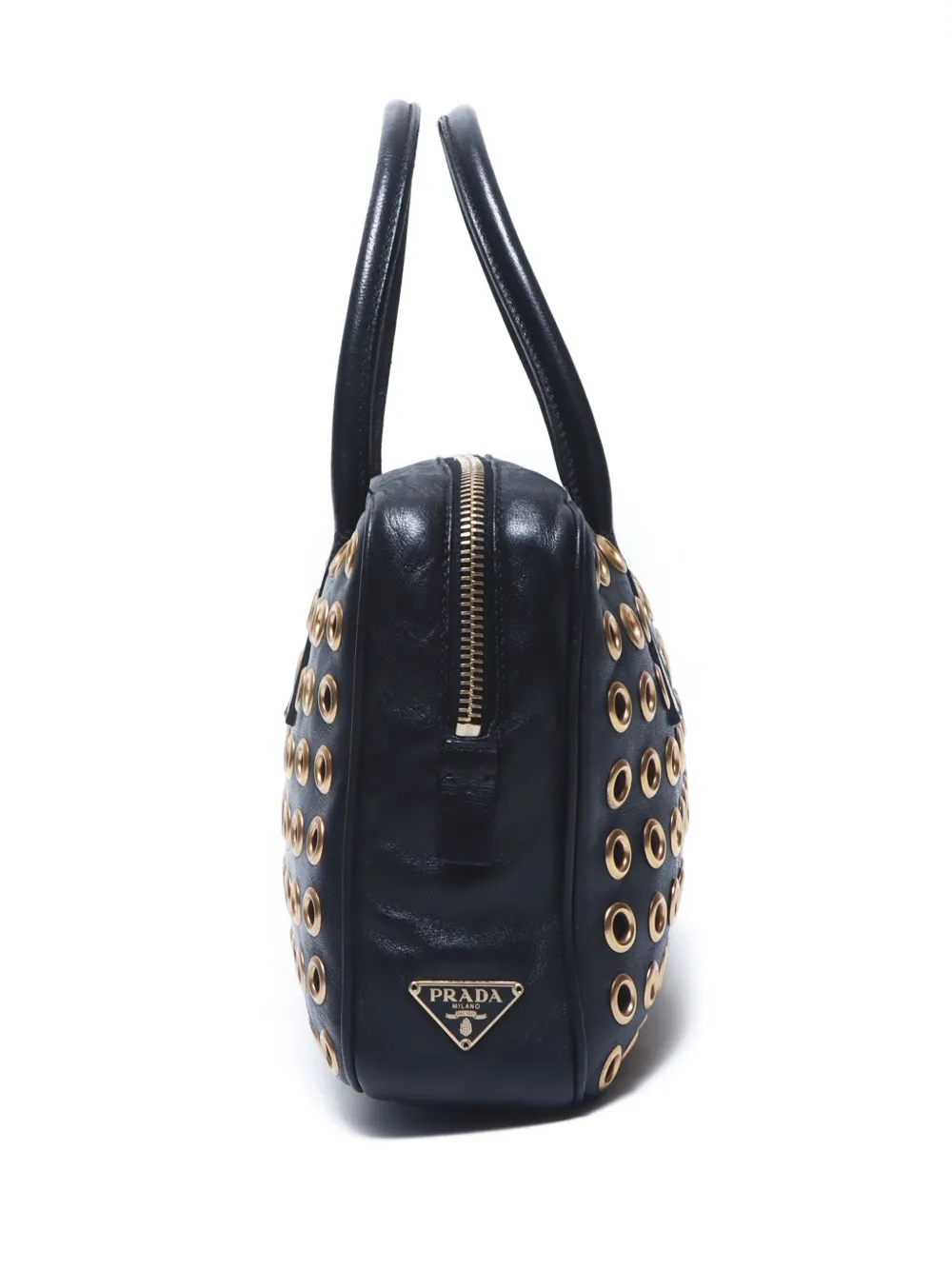 Pre-owned Prada 2000s Stud-embellished Tote Bag In Black