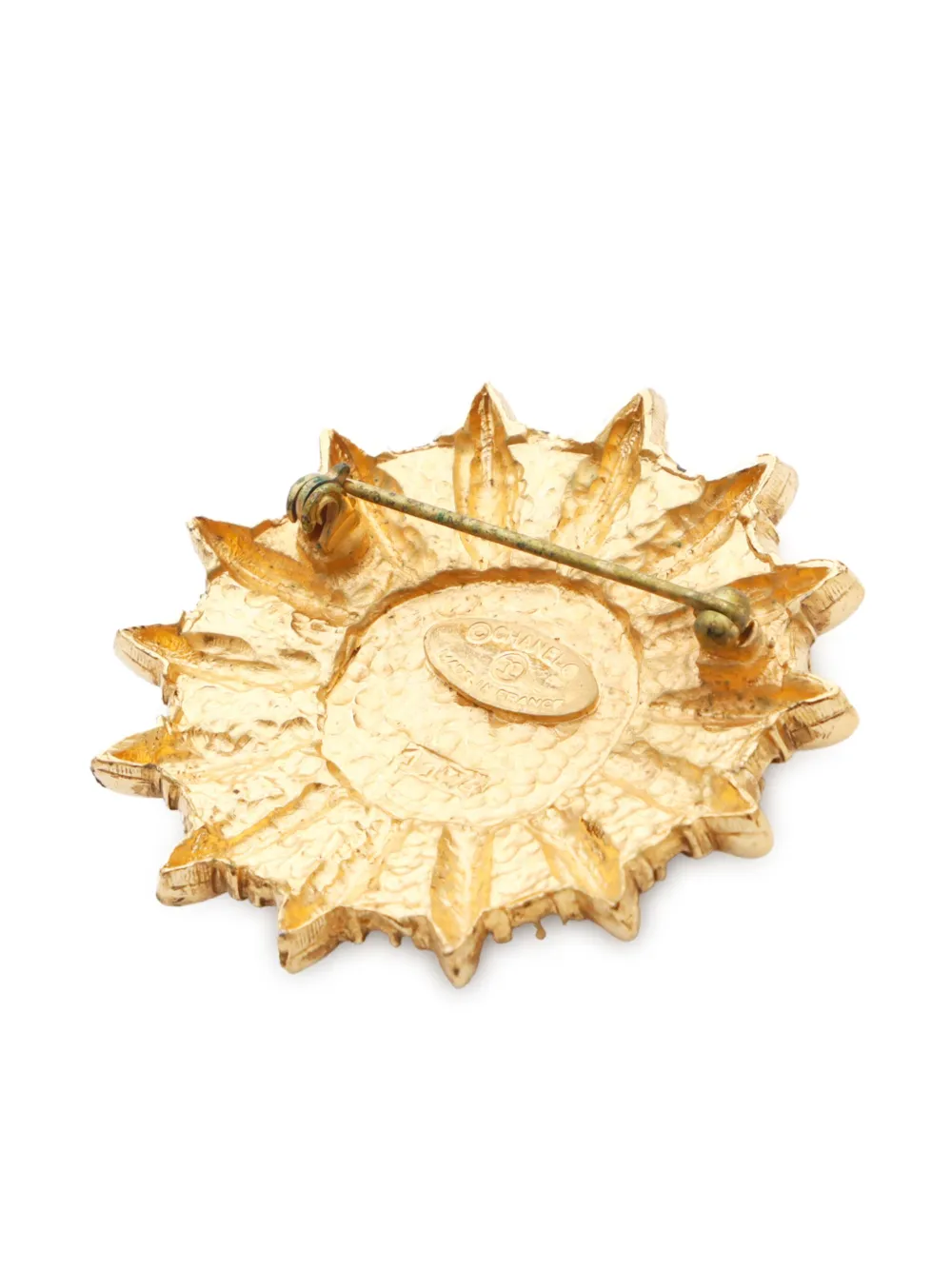 Pre-owned Chanel 1980-1990 Cc Logo Brooch In Gold
