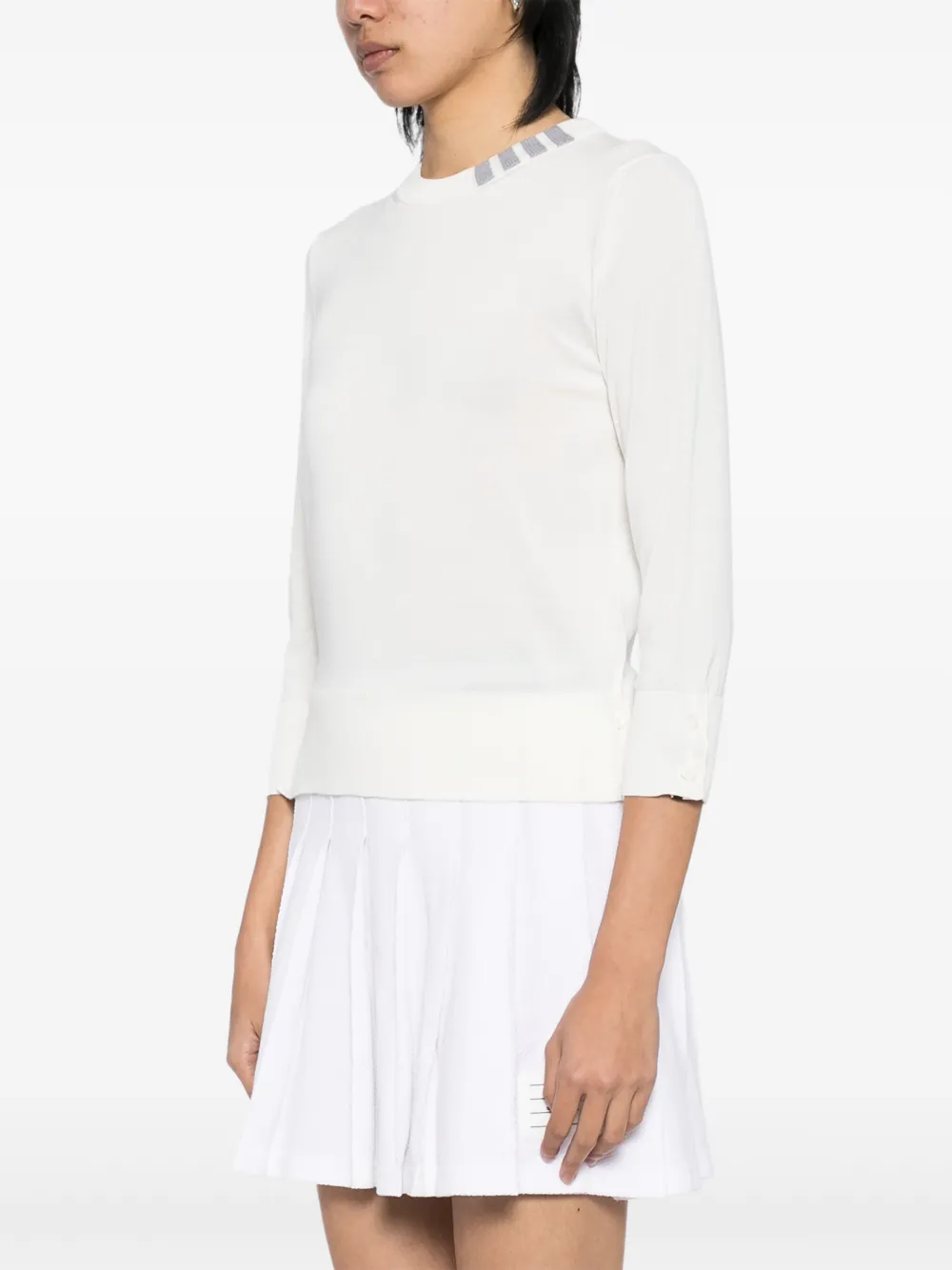 Thom Browne 4-Bar gestreepte intarsia trui Wit
