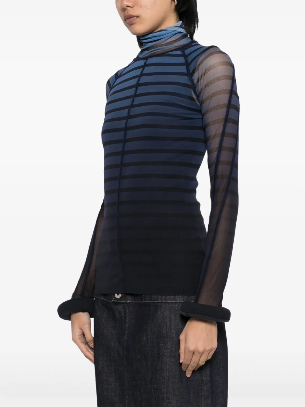 Shop Jean Paul Gaultier 3d Striped Top In Blue