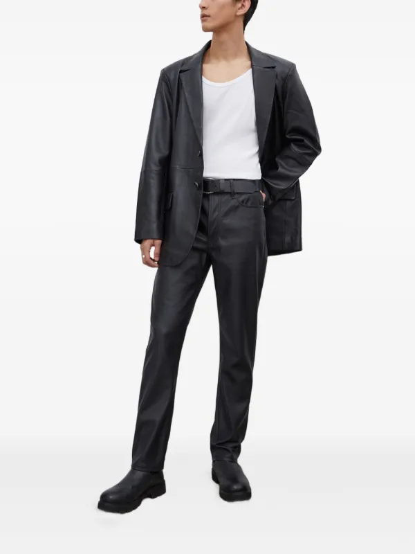 Won Hundred Button Pockets Leather Jacket Black FARFETCH IN