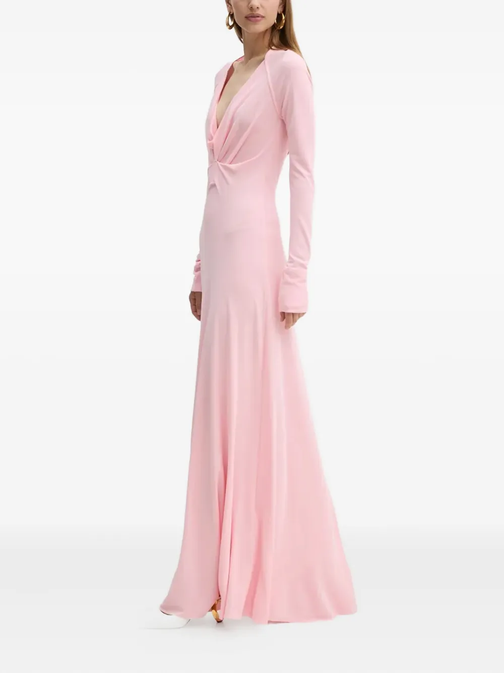 Victoria Beckham Maxi-jurk met lange mouwen en gedraaid detail Roze