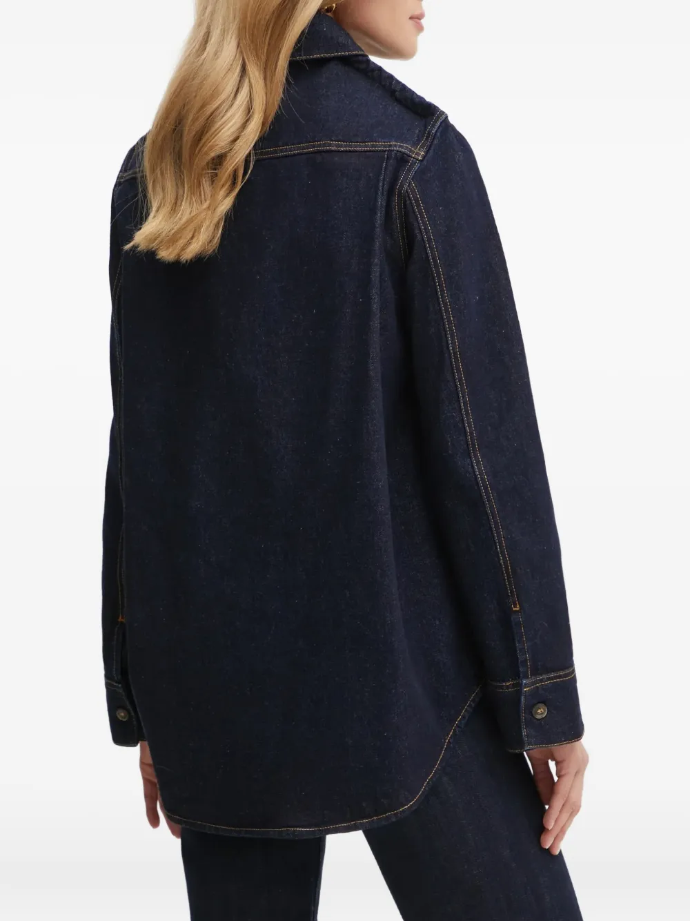 Victoria Beckham Point-collar Long-sleeve Shirt In Blue