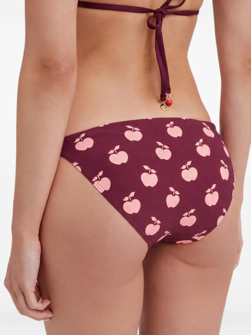 Kate Spade Bikinislip met gestrikte zijkant en appelprint Rood