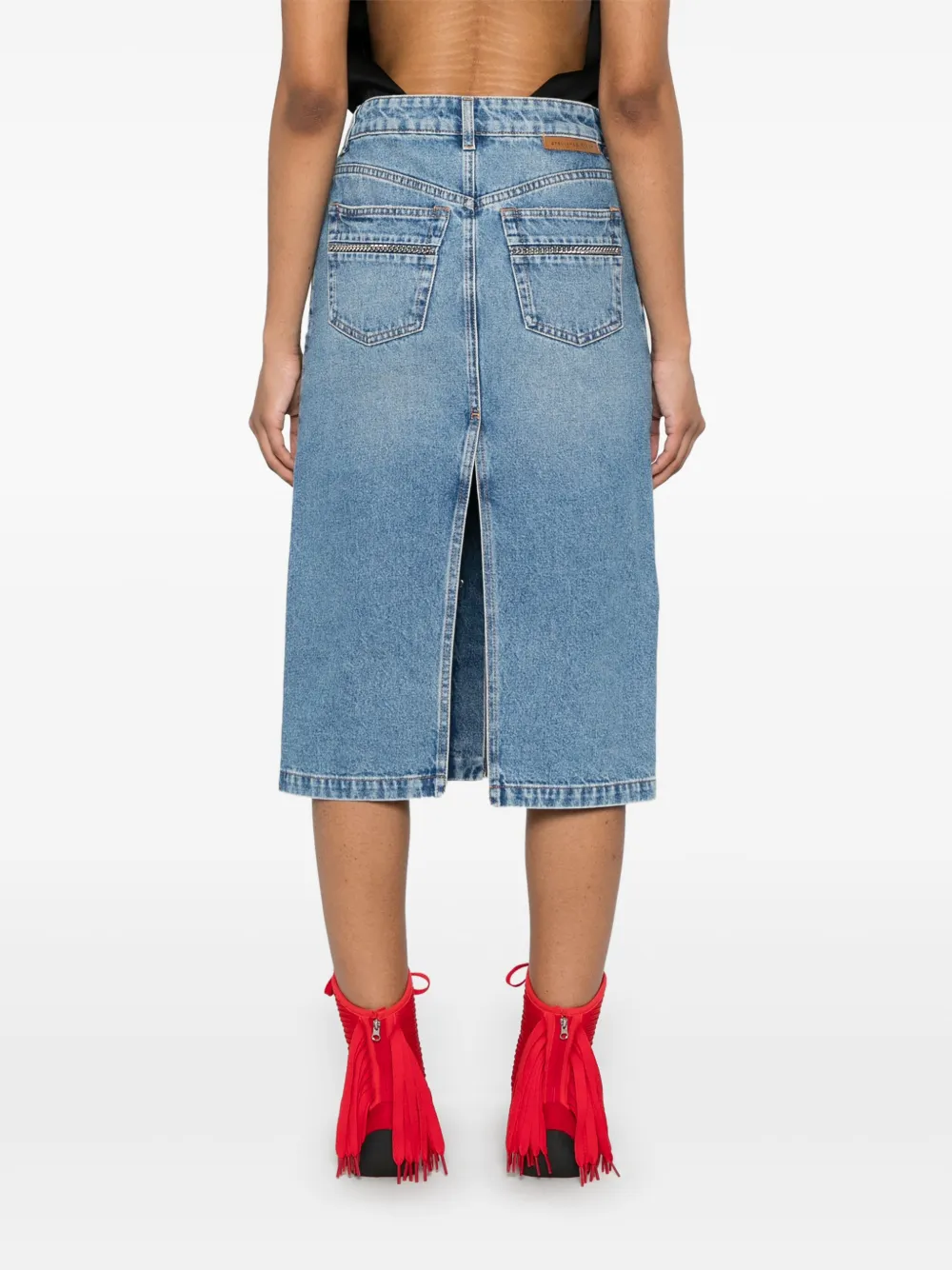 Stella McCartney Denim rok met kettingzak Blauw