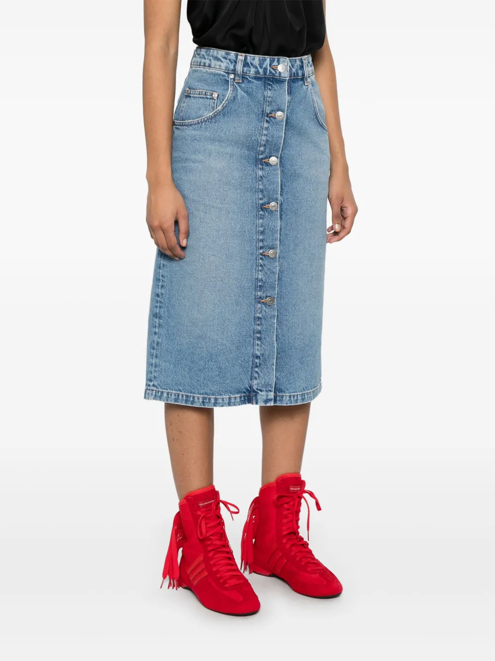 Stella McCartney Denim rok met kettingzak Blauw