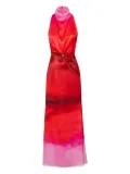 Baobab Cara draped satin halter gown - Red