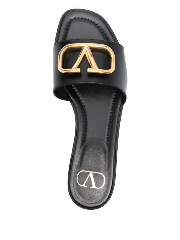 Valentino Garavani VLogo Signature Slides | Black | FARFETCH JO