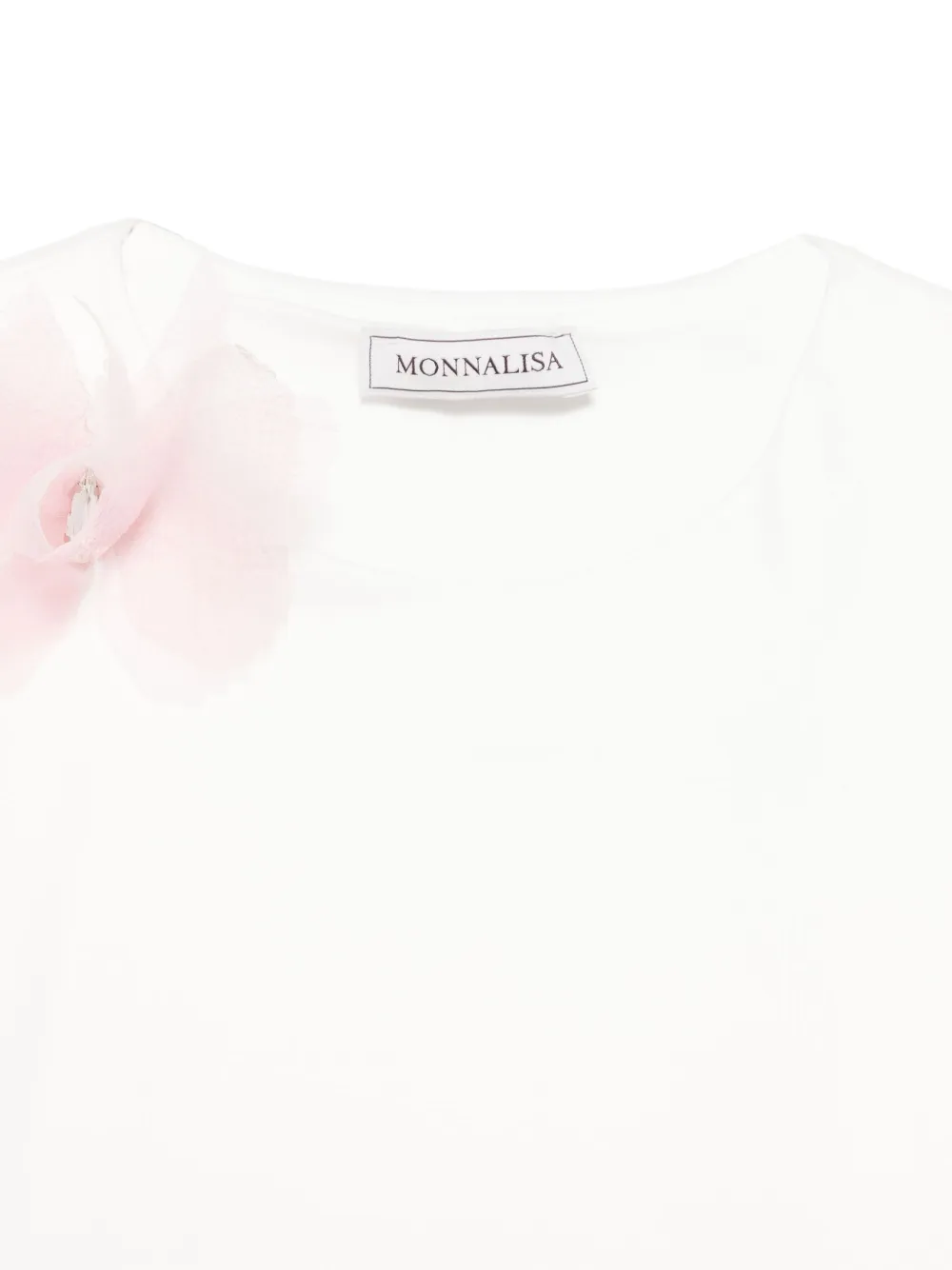 Monnalisa T-shirt met tulen mouwen Wit