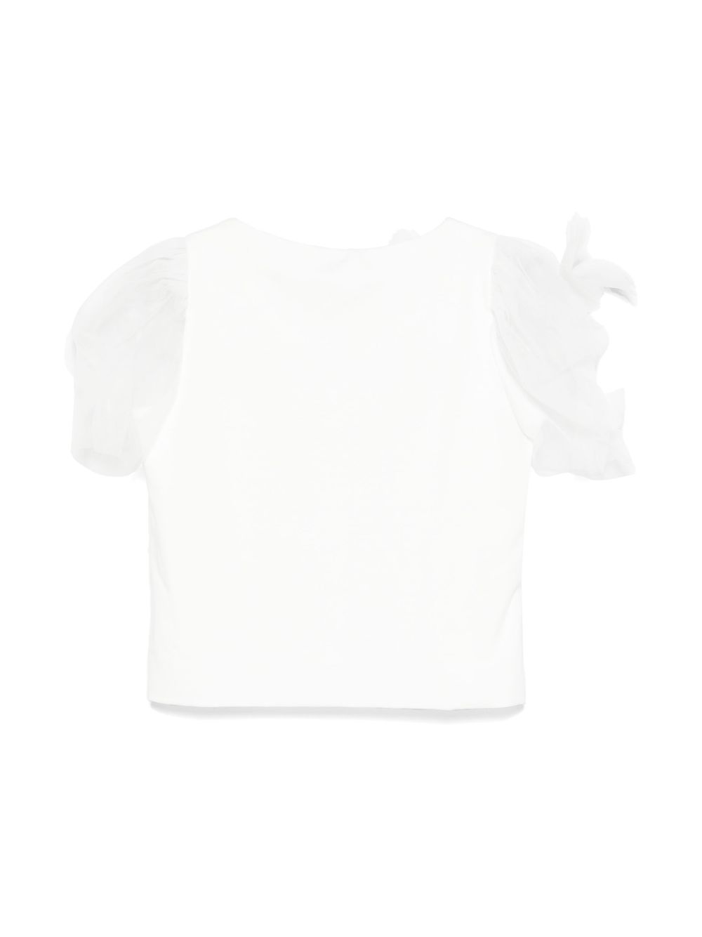 Monnalisa T-shirt met tulen mouwen - Wit