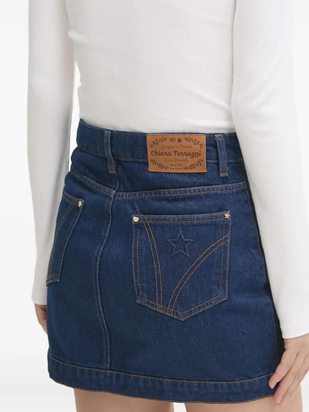Chiara Ferragni star-embossed mini skirt | Asymmetric & Draped Skirts | Image 2