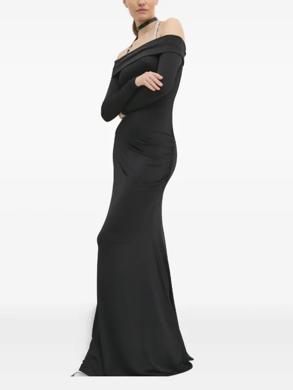 Chiara Ferragni off-the-shoulder long-sleeve Maxi Dress | Black | FARFETCH  JO