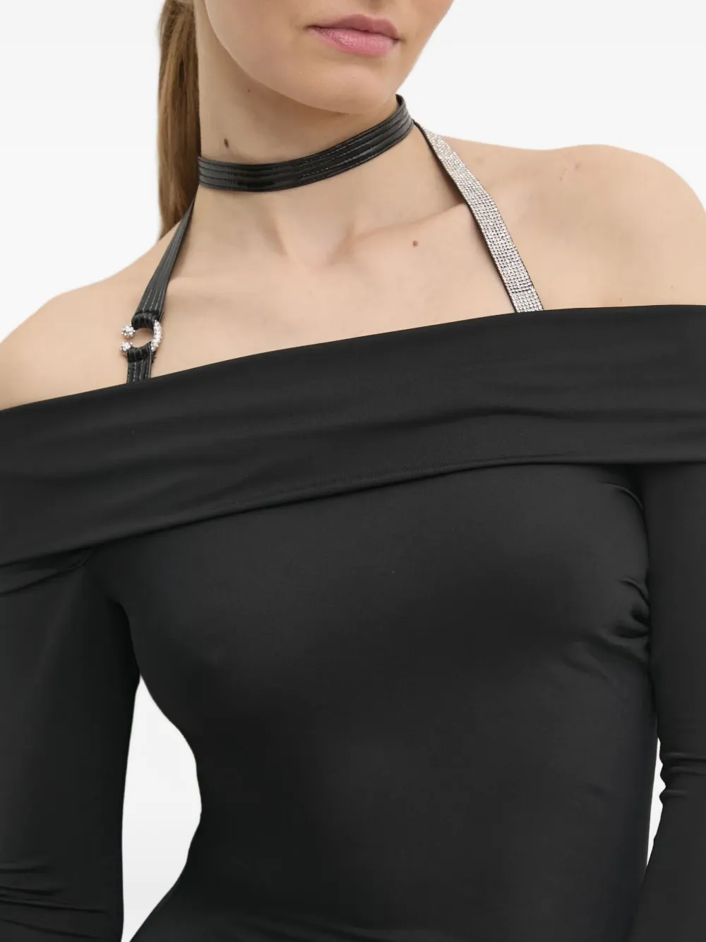 Chiara Ferragni Off-shoulder maxi-jurk met lange mouwen Zwart