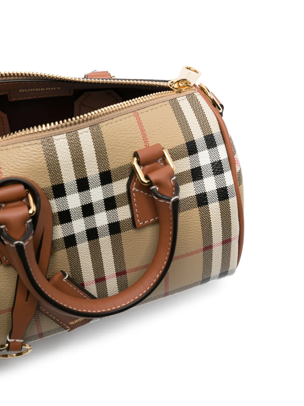 Burberry Check Bowling mini-tas Beige