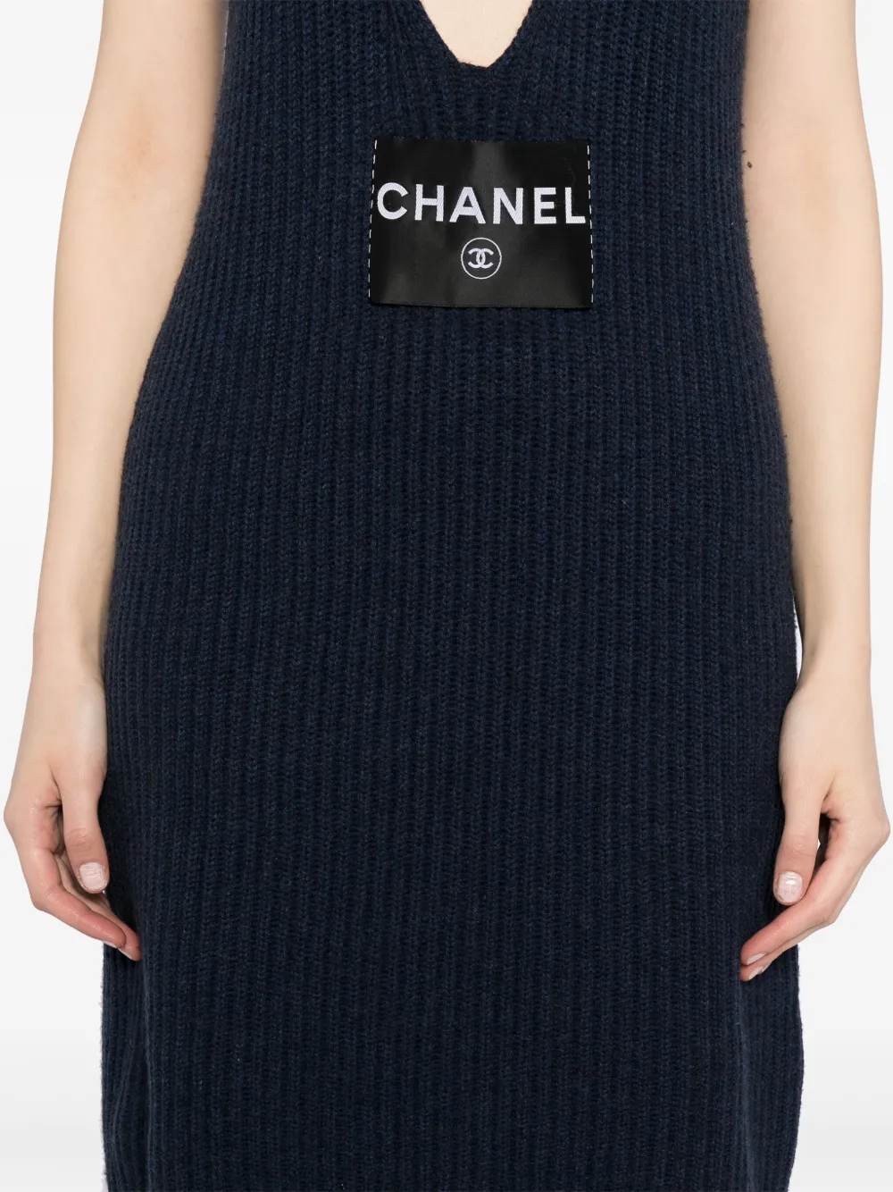 Pre-owned Chanel 2008 Cc Mark Sleevesless Dress In Blue