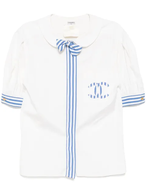 CHANEL Pre-Owned 2000's CC 로고 마크 스트라이프 셔츠
