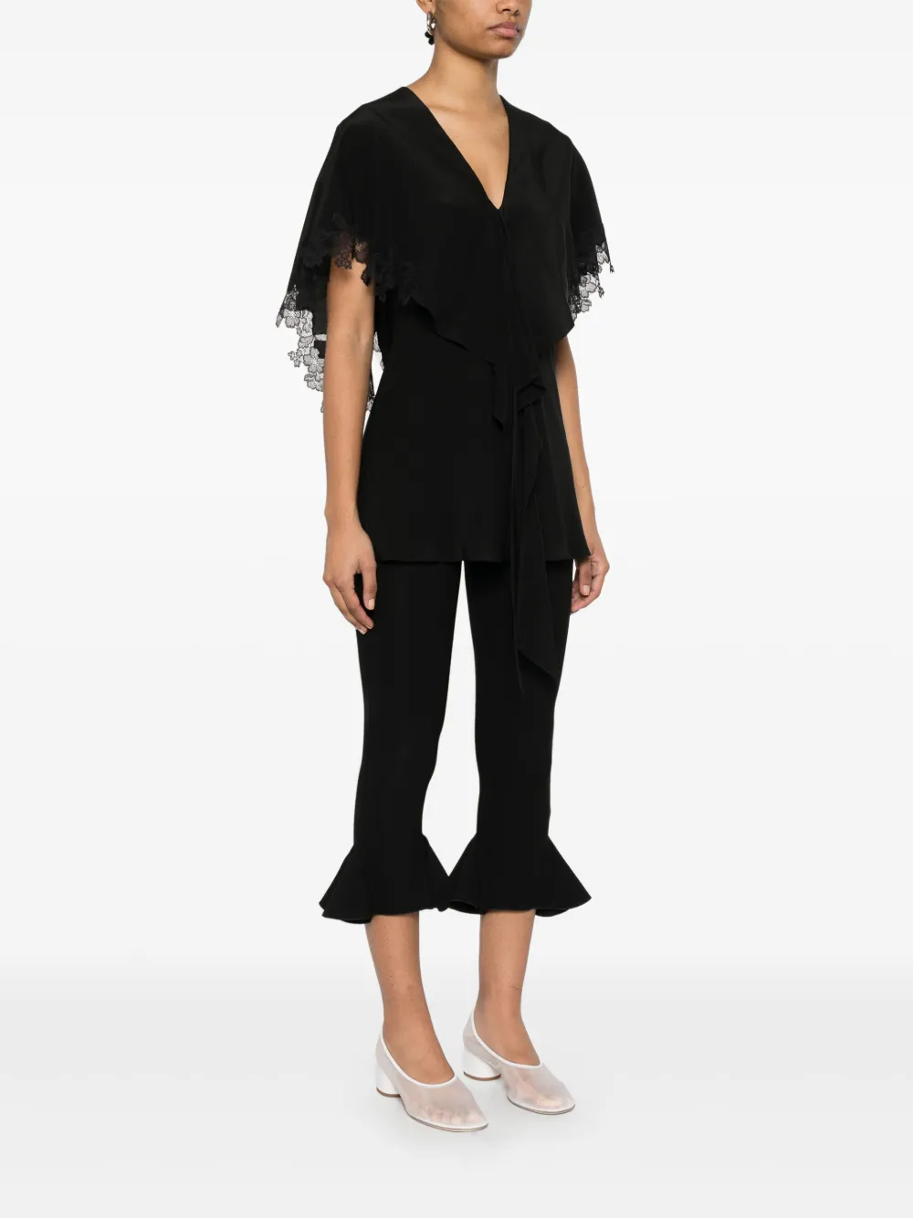 Stella McCartney Blouse met detail van kant Zwart